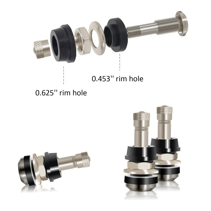 Ketofa TR-416 Metal Tire Valve Stems, Outer Mount Fits 0.453" & 0.625" Rim Holes Long 1 1/2", Silver (8 Pcs) - Image 3